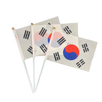 Drapeau à main personnalisé en polyester pas cher avec impression par sublimation, 10 pouces, double face, avec logo, impression personnalisée