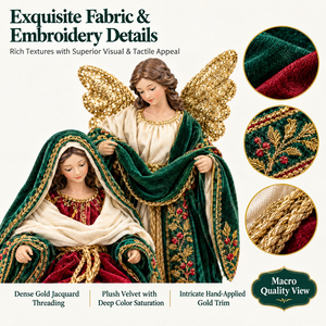 Set Natività <span class=keywords><strong>in</strong></span> Velluto e Resina Cucito a Mano, 11 Pezzi: Gesù, Angeli, Pecore, Bue, Asino - Decorazione Natalizia per Chiesa e Casa, Idea <span class=keywords><strong>Regalo</strong></span> - Product Image 3