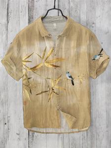 Sweat-Absorbent Woven Short-Sleeve Men's Light-Luxury Style Breathable Linen Turn-Down Collar Summer Floral Print Hawaiian Shirt - Product Image 2