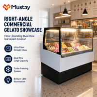 Vitrine Commerciale à Gelato à Angle Droit, Congélateur à Glace en Verre Droit, Double Rangée, Grande Capacité, Congélation Turbo pour Magasin