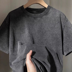 260gsmヘビーウェイト無地Tシャツ ヴィンテージウォッシュドコットン メンズ US倉庫 大量供給 - Product Image 2
