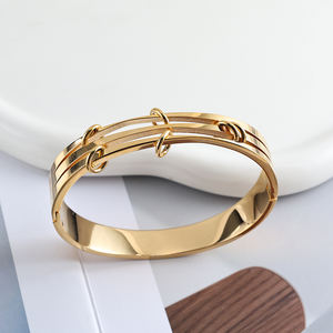 Nueva moda de acero inoxidable PVD 18K plateado círculo encanto brazalete antiestrés <span class=keywords><strong>pulsera</strong></span> para mujer - Product Image 5