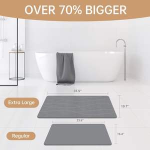 Tapis de bain en diatomite personnalisé, écologique, antidérapant, design vague moderne, séchage rapide pour salles de bain (vente en gros) - Product Image 2