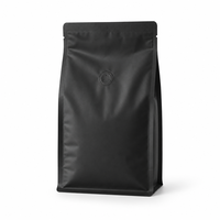 Sacs d'emballage pour café à fond plat imprimés sur mesure, pochette en aluminium à 8 soudures latérales, barrière anti-humidité avec fermeture éclair et valve