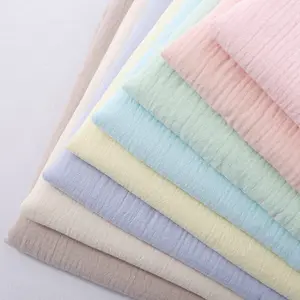 Wholesale organic 100% cotton solid color muslin fabric soft double gauze muslin fabric for cloth