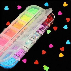 12 grilles/boîte de paillettes fluorescentes mixtes pour ongles, paillettes 3D néon, paillettes, poudre, charme, décoration d'art d'ongles, outils de manucure - Product Image 4
