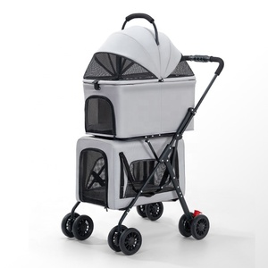 <span class=keywords><strong>Poussette</strong></span> pour animaux de compagnie à <span class=keywords><strong>double</strong></span> couche séparable et spacieuse pour chats et chiens, garantissant des déplacements en plein air confortables et sûrs avec une mobilité facile - Product Image 2