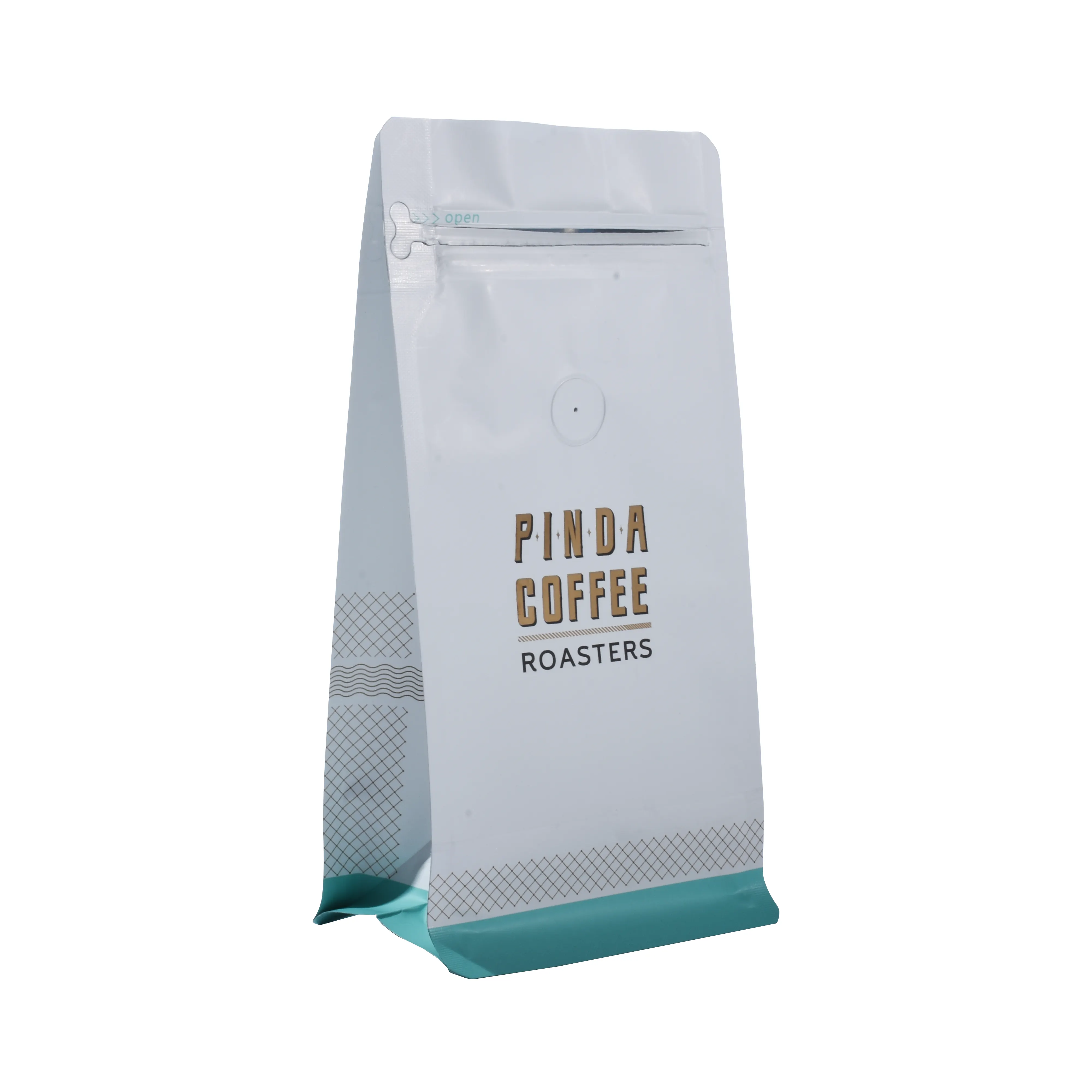 Bio Pla Bag Biodegrad Coffee con valvola e cerniera imballaggio in carta personalizzato sacchetto di caffè a fondo piatto 1 kg