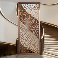 Paravent décoratif en acier inoxydable doré, découpé au laser, à motif ondulé, pour séparation de pièce, panneau de hall d'hôtel