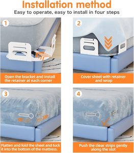 <b>Bed</b> <b>Sheet</b> Holder with Strips <b>Fitted</b> <b>Sheet</b> Strips Holder Bedding Fastener No More Loose <b>Sheet</b> Fits Mattress Easy Installation - Product Image 2