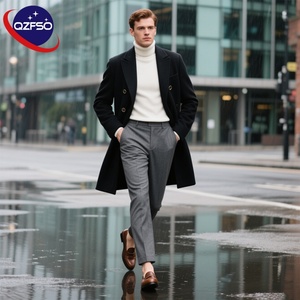 QZFSO Casual Commute Alta calidad Nuevo Cinco colores Hombres británicos Largo sobre la rodilla Chaqueta de lana para hombres Parka Abrigos para hombres - Product Image 1