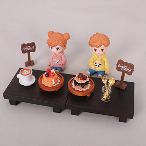 Décoration miniature pour <span class=keywords><strong>maison</strong></span> de poupée : plateau de gâteaux et de café, ornement créatif pour scène ob11 - Product Image 3