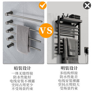 Electric Heating Towel Rack Wall Mounted Stainless Steel 6 Layers Smart Temperature Control Minimalist Design - Product Image 4