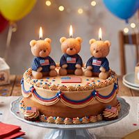 Lot de 3 bougies d'anniversaire motif drapeau américain en forme d'ours pour cupcakes, idéales pour baby shower et fêtes d'anniversaire - Matériau en cire
