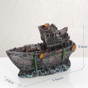 Ornement de résine PKY en forme de navire en ruine, décoration d'aquarium, bateau coulé creux, sous-<span class=keywords><strong>marin</strong></span>, avion, grotte cachette pour poissons, aquarium - Product Image 6