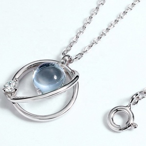 Oro Blanco joyería de dama de honor <span class=keywords><strong>el</strong></span> karma círculo S925 de plata esterlina Topacio collar de piedras preciosas - Product Image 5