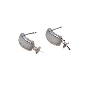Boucle d'oreille asymétrique en argent S925 pour femme, composants de bijoux en perles DIY, produit semi-fini 1144 - Product Image 5