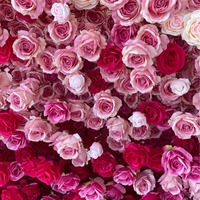 Rosige Blumen Omre Hot Pink Weiße Rosen Blumenwand Hintergrund Künstliche Blumenwand für Hochzeitsdekoration