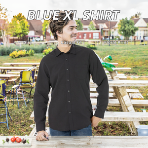 Chemise en coton bleu vintage pour homme, manches longues, style décontracté pour le printemps et l'été, taille XL, respirante, tricotée, service OEM, couleurs mélangées - Product Image 2