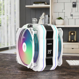 Pour <span class=keywords><strong>ALSEYE</strong></span> M120D Plus refroidisseur de processeur à double ventilateur blanc avec affichage numérique de la température pour boîtier de PC de jeu - Product Image 3