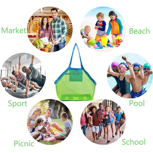 Bolsa de playa de malla grande multicolor, bolsa portátil resistente a la arena con orificio para colgar, almacenamiento plegable y transpirable para juguetes - Product Image 2