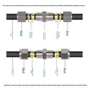 DaringFish Connettore a vite rapida in acciaio inossidabile tipo Ferrule per accessori <span class=keywords><strong>spray</strong></span> ad alta pressione, ugello da 9,52 mm, connettore filettato 1/8 - Product Image 2