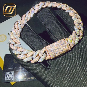 Pulsera de Plata de Ley 925 con Moissanita VVS, Pasa el Test de Diamantes, 12MM, Joyería Hip Hop, Certificado GRA, Pulsera de Eslabones Cubanos - Product Image 3