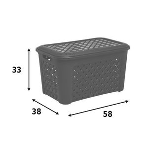 Arianna Wenge <b>Laundry</b> Bin <b>with</b> <b>Lid</b> 58x38x33h Fabric <b>Baskets</b> & Bins - Product Image 6