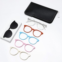 Ensemble de montures de lunettes magnétiques à clipser : 1 monture de base avec 5 montures décoratives magnétiques interchangeables, charnières à ressort, montures optiques