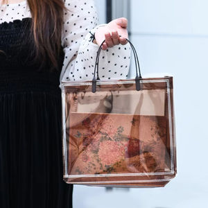 Bolsa de compras transparente informal reutilizable de PVC impermeable, bolso de tela con logotipo de hombro, bolsa de almacenamiento de ropa, ecológica - Product Image 5