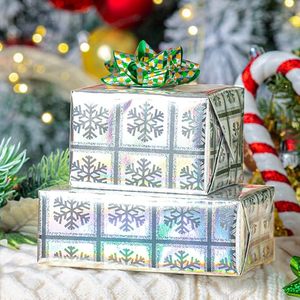 Custom Christmas Original Silver Laser Metallic Holographic Iridescent Snowflake Gift <b>Wrapping</b> <b>Paper</b> for Birthday Gift Packaging - Product Image 2