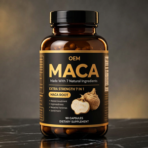 Capsules végétaliennes de racine de Maca OEM, 90 unités, extra forte, 7 en 1, complément alimentaire naturel, antioxydant, gestion de l'énergie - Product Image 1