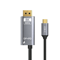 Cable DP 1.4 de Alta Calidad, 8K 60Hz, Tipo-C a DP, con Adaptador de Corriente PD de 100W, Revestimiento de PVC, para Computadora y Teléfono