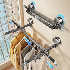 Séchoir à linge télescopique en alliage d'aluminium, pliable, mural, pour balcon, avec 4 pinces, extensible de 61,5 à 100 cm - Product Image 1