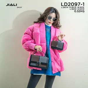Bolsa de mão feminina 2 em 1 de luxo QAZA fábrica atacado 2024 nova moda em couro PU bolsa de ombro cor contrastante feminina