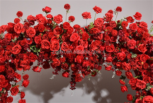 <span class=keywords><strong>LEXI</strong></span> Luxuriöser Metall-Blumenbogen in Herzform, 8 Fuß, Rot-Weiß, Künstliche Blumen, Hintergrund für Hochzeitsanträge und Dekoration - Product Image 2