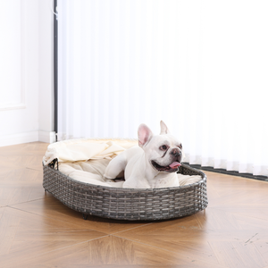 Cama Grande para Mascotas de Mimbre con Cubierta, Sofá para Perros con Toldo Extraíble, para Todas las Estaciones, Interior y Exterior, para Perros Grandes, con Logotipo Personalizado - Product Image 4