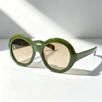 Gafas de Sol Redondas Extra Grandes de Alta Calidad con Protección UV400, Gafas de Sol Unisex Populares con Armazón de Acetato, Gafas de Sol para Vacaciones en la Playa