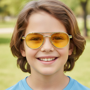 <span class=keywords><strong>Gafas</strong></span> de Sol Infantiles Unisex <span class=keywords><strong>con</strong></span> Forma de Rana, Moda 2026, Retro Clásicas, UV400, Montura Completa, Doble Puente, Estilo Piloto - Product Image 3