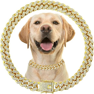 Kalung Anjing Mewah Bahan Alloy Berkilau Berlian, Aksesoris Hewan Peliharaan Modis untuk Anjing Besar - Product Image 2