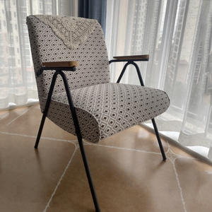 כורסת יחיד מודרנית בסגנון נורדי, עשויה ברזל ועץ מלא, מתכווננת, לסלון, לבית ולפנאי - Product Image 6