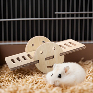 Balançoire de Hamster, Teeter-totter, Petit Nid, Maison de Hamster en Bois, Hamster Sleeping Den, Maison en Bois d'Ours Doré, Jouet Petite Villa - Product Image 1