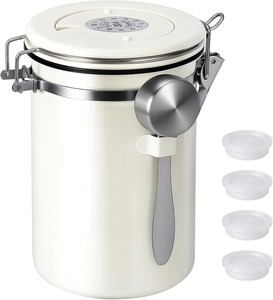 Boîte à café en acier inoxydable 22OZ, récipient hermétique pour le stockage des grains de café, avec suivi de date et cuillère doseuse - Product Image 1