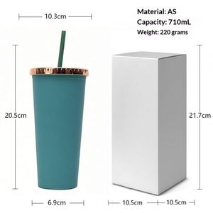 Bouteille d'eau créative, sans BPA, de qualité alimentaire, pour étudiante, grande capacité, résistante à la chaleur, double paroi, avec paille en plastique - Product Image 2