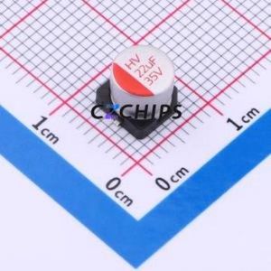 HV1V226M0605PZ ตัวเก็บประจุแบบแข็ง SMD, ขนาด D6.3xL5.8 มม. ( ความจุ: 22uF ) ( ความแม่นยำ: 20% แรงดันไฟฟ้าที่กำหนด: 35V ) - Product Image 1