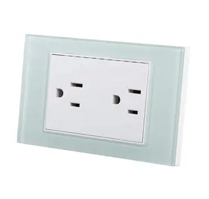 US Type Glass Panel Double Wall Sockets 110V 220V AC Power Socket