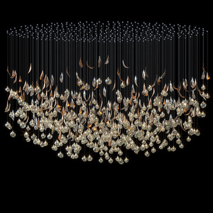 Lustre de mariage en <span class=keywords><strong>verre</strong></span> à <span class=keywords><strong>bulles</strong></span>, <span class=keywords><strong>suspension</strong></span> en forme de feuille, éclairage long pour escaliers, <span class=keywords><strong>suspension</strong></span> pour hall d'hôtel, LED 110-240V - Product Image 4