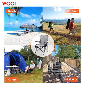 Silla plegable para acampar al aire libre Woqi, con marco de aluminio, tela Oxford 600D, con portavasos y bolsillo lateral. - Product Image 3