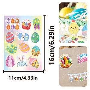 Pegatinas de Pascua con Dibujos Animados de Conejitos y Huevos, Impermeables, Autoadhesivas, para Niños, Papelería, 11x16cm, 2 por Hoja, Estilo Adorable - Product Image 2