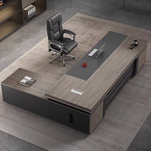 Conjunto de escritorio y silla ejecutiva moderna para CEO, muebles de oficina para gerentes con gabinete de almacenamiento y soporte para portátil para profesionales. - Product Image 3
